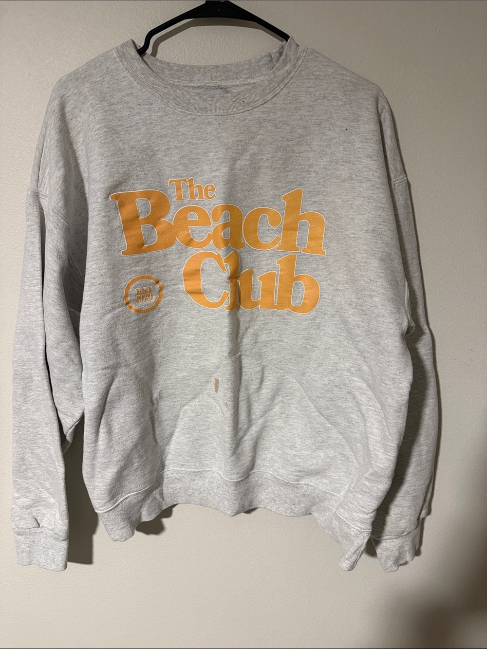 The Beach Club Crewneck Sweatshirt - Light Gray with Yellow Graphic